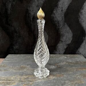 Vintage 9” Clear Glass Swirl Pattern Bottle